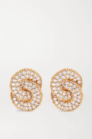 Alessandra Rich + Oversized Gold-Plated Crystal Clip Earrings
