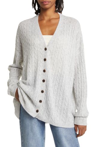 Reformation + Giusta Cable Knit Oversize Cashmere Cardigan