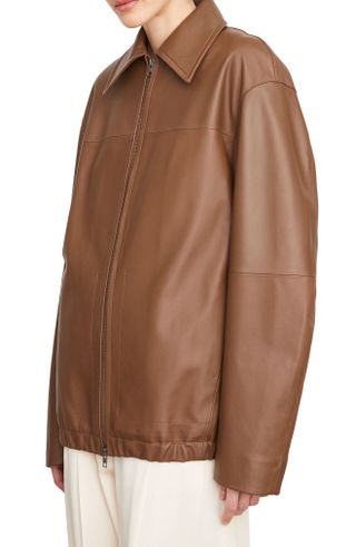 Vince + Oversize Leather Bomber Jacket