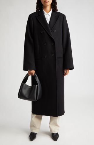 Toteme + Double Breasted Melton Wool Overcoat