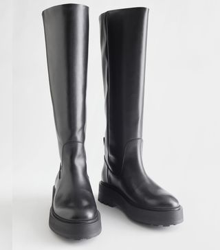 & Other Stories + Chunky Knee High Leather Boots