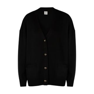 Totême + Vinci Black Merino Wool Cardigan