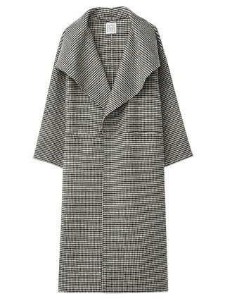 Totême + Annecy Shawl-Lapel Wool-Blend Houndstooth Coat
