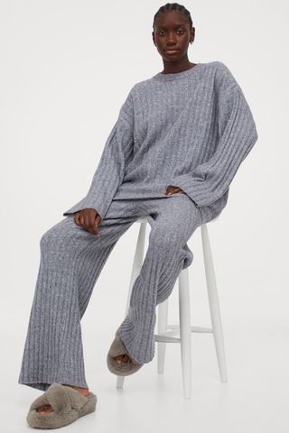 H&M + Ribbed Wool-Blend Pants