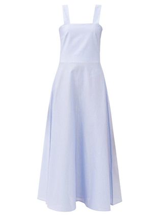 Gioia Bini + Lucinda Square-Neck Checked Cotton Maxi Dress