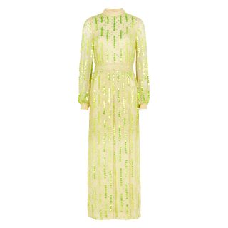 Dries Van Noten + Devir Lime Sequin-Embellished Midi Dress