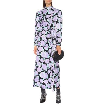 Miu Miu + Floral Jacquard Silk Midi Dress