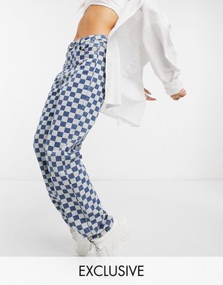 One Above Another + Straight Leg Jeans in Checkerboard Denim