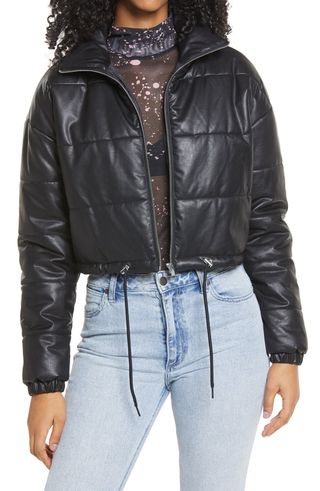 BP. + Faux Leather Puffer Jacket