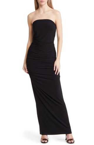 Open Edit + Ruched Strapless Maxi Dress