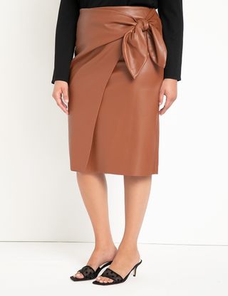 Eloquii + Wrap Front Faux Leather Pencil Skirt