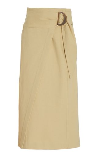 Vince + Side Buckle Cotton Wrap Skirt