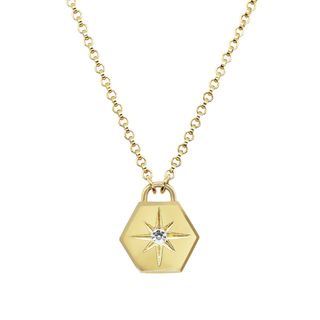 Pawnshop + Gold Plated Sterling Silver Hexagon Starburst Necklace