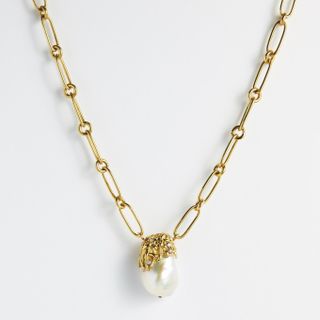 Jessie Thomas Jewellery + Heavy Gold Pearl and Diamond Chain Necklace
