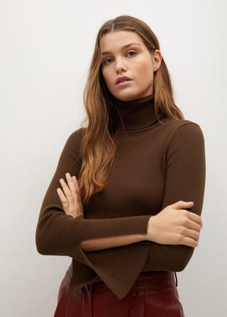 Mango + Rolled Neck Cable Sweater