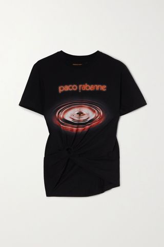 Paco Rabanne + Knotted Printed Cotton-Jersey T-Shirt