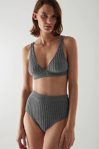 Cos + Recycled Cashmere High Waist Ribbed Panties