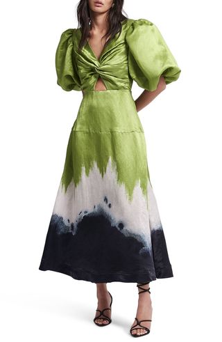 Aje + Arcadian Ombré Ink Linen & Silk Dress