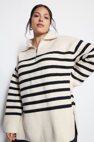 H&M + Rib-Knit Half-Zip Sweater