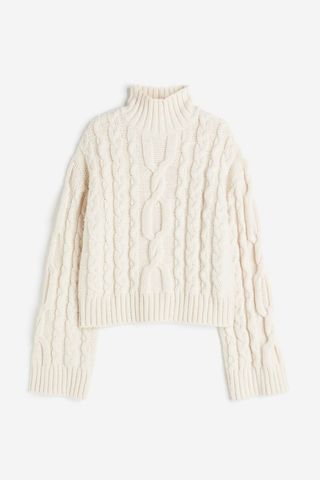 H&M + Cable-Knit Mock Turtleneck Sweater