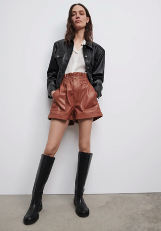 Zara + Faux Leather Shorts