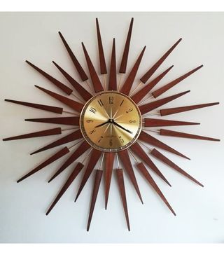 Vintage + Starflower/Sunburst Seth Thomas Wall Clock From 1960s