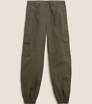 Marks and Spencer + Pure Cotton Utility Cuffed Trousers
