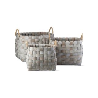 Tag + Catalpa Set of 3 Woven Oval Baskets