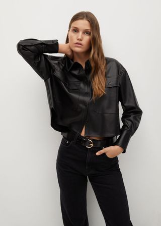 Mango + Faux-Leather Shirt