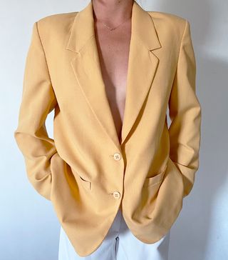 Vintage + Two Pieces Pale Yellow Suit