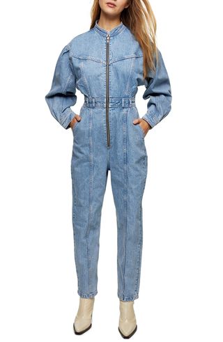 Topshop + Denim Seam Jumpsuit