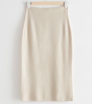 & Other Stories + Fitted Knitted Pencil Midi Skirt