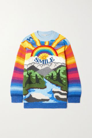 Stella McCartney + Kind Intarsia Wool and Cotton-Blend Sweater