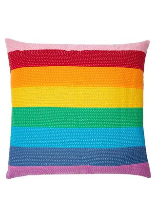 Ashish + Rainbow Striped Embroidered Canvas Cushion