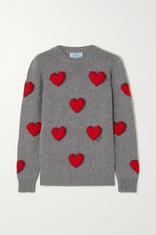 Prada + Intarsia Wool and Cashmere-Blend Sweater