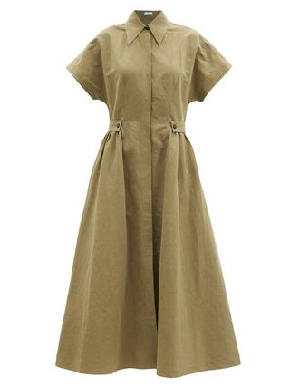 Co + Gathered Linen-Blend Shirt Dress