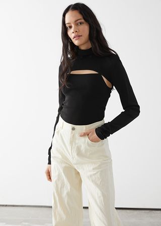 & Other Stories + Ribbed Turtleneck Cut Out Top