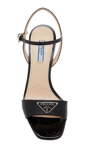 Prada + Appliquéd Patent Leather Sandals