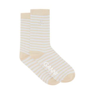 Ganni + Crystal-Logo Striped Lurex Socks