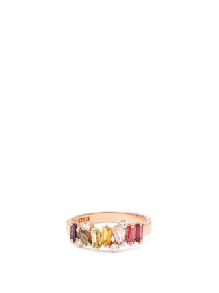 Suzanne Kalan + Rainbow Diamond, Topaz & 14kt Rose-Gold Ring