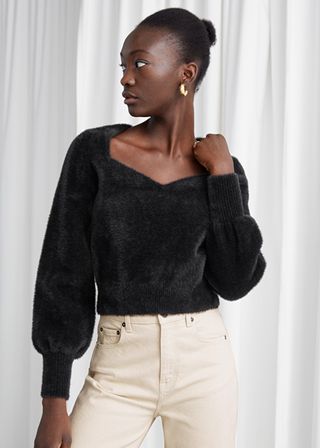 & Other Stories + Cropped Sweetheart Neck Sweater