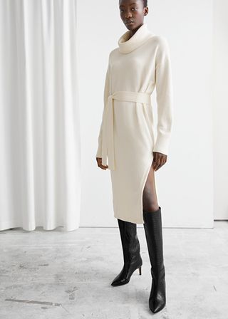 & Other Stories + Relaxed Belted Turtleneck Midi Dress