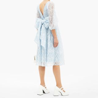 Shrimps + Fredrick Face-Embroidered Bow-Trim Organza Dress
