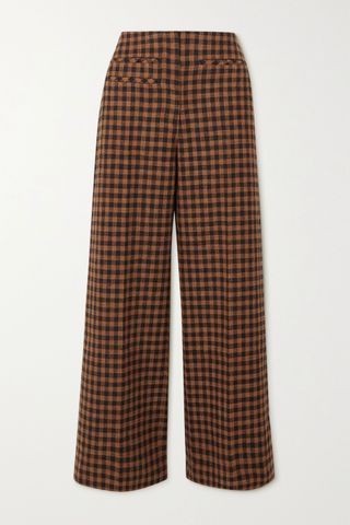 Rejina Pyo + Lexi Checked Wool and Cotton-Blend Wide-Leg Pants