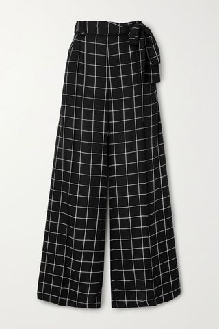 Mother of Pearl + + Net Sustain Wendy Belted Checked Twill Wide-Leg Pants