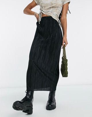 ASOS Design + Plisse Column Midi Skirt