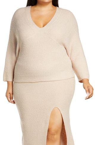 Leith + Ribbed V-Neck Sweater
