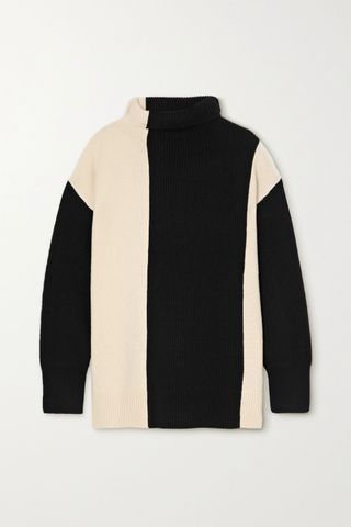 Joseph + Two-Tone Merino Wool Turtleneck Sweater
