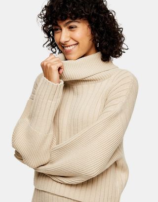 Topshop + Turn Back Ribbed Crop Sweater