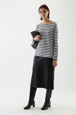 COS + Organic Cotton Wide Neck Long Sleeve T-Shirt